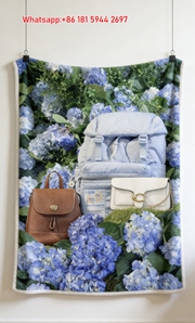 COACH Hydrangea Print Flannel Throw Blanket for Couch C279